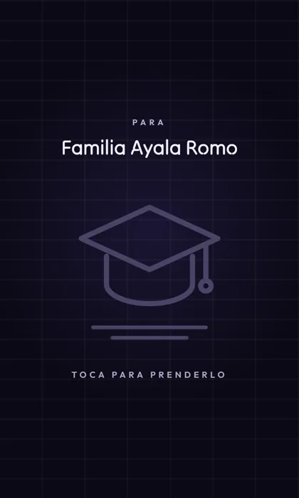 Invitación digital de graduación estilo neón: un birrete de tubos de neón apagado sobre una pared oscura